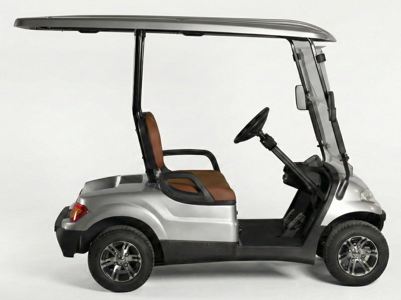 EPIC 2-Seater Non-Lifted Electric Golf Cart with Lithium Battery 105Ah & Standard Tires | LSEV (Silver) - Image 1